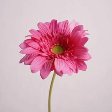 Imagem de 5 peças de flores artificiais hidratantes de gerbera com toque real, decoração de casamento, buquê de noiva, festa, decoração floral para casa, girassol (gerbera rosa vermelha)