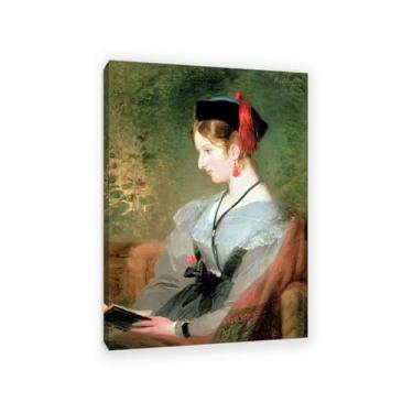 Imagem de Edwin Landseer Impressão em tela Retrato de Elizabeth Wells Pôster Giclee Reprodução de Pintura Edwin Landseer Arte de Parede Decoração de Casa Sala de Estar Escritório Quarto 100 x 70 cm (83.8x71.1