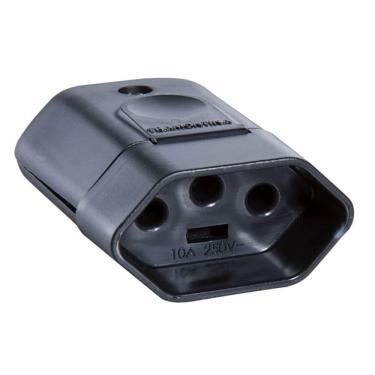 Imagem de Plugue Fêmea Preto 2p+t De 10 Ampères E 250 Volts - 57403153 - Tramontina