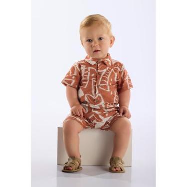 Imagem de Macaquinho para Bebê em Algodão Up Baby, Marrom, M