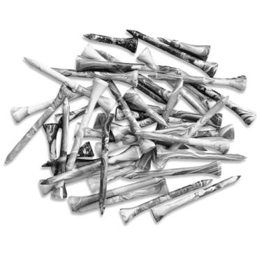 Imagem de EWILLING Golf Tees Pacote de tamanho misto de várias cores, 100 peças de camisetas profissionais de bambu/madeira, tamanho 3-1/10.2 cm, 2-3/10.2 cm e 1-1/5.1 cm reduzem o atrito e a resistência (cinza