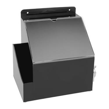 Imagem de KiBcsLic Caixa de sugestões de acrílico com chaves multiuso com organizador de armazenamento de fechadura Caixa de doação para bar Escritório de, Preto