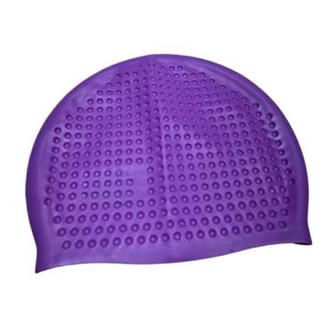 Imagem de Touca De Natação De Silicone Para Adultos, Com bolinhas, À Prova D'água E Antiderrapante (Roxo)