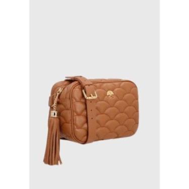 Imagem de Bolsa Luiza Barcelos Tiracolo Escamada Couro Caramelo Luiza Barcelos-Feminino
