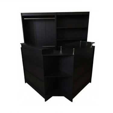 Imagem de Kit Balcão + Cabideiro + Prateleira Loja 100% Mdf Preto - Suprema Móveis