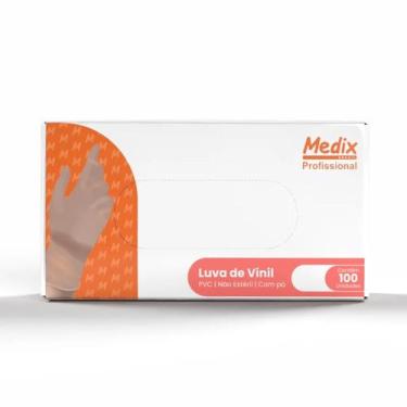 Imagem de Luva de Vinil com Pó Descartável Medix Brasil - 100 Unidades, M