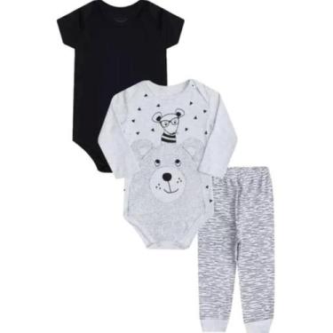Imagem de Roupa bebe Body manga longa + body manga curta + Calça com punho algod