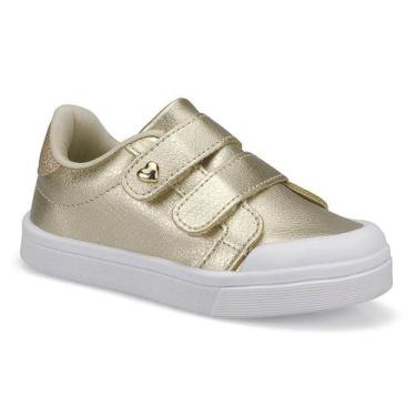Imagem de Tênis Feminino Infantil Coração Dourado Pequito, 24, Dourado