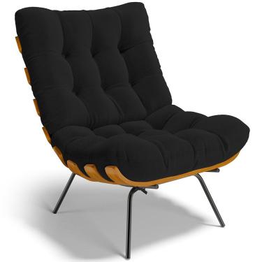 Imagem de Poltrona Decorativa Sala de Estar Costela L02 Bouclê Preto - Lyam Decor