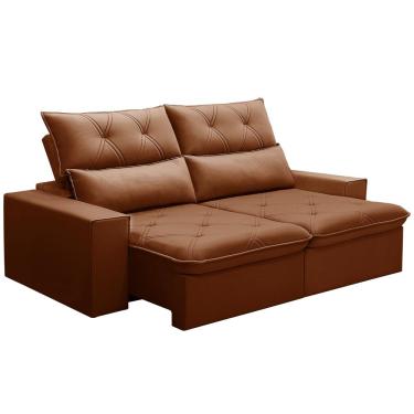 Imagem de Sofá Retrátil Reclinável Para Sala 3 Lugares 210cm Aires F04 Veludo Terracota - Lyam Decor