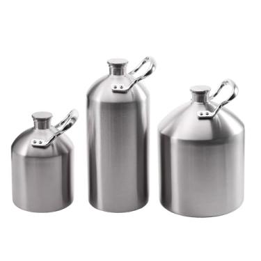 Imagem de Mini Barril De Cerveja De Aço Inoxidável 304 Com Parede Única De 1 Peça - Capacidade De 2/3,6/5 L, Tampa De Rosca E Alça Única, Portátil Para Fabricação Caseira De Cerveja/dispensador De Growler(2L)