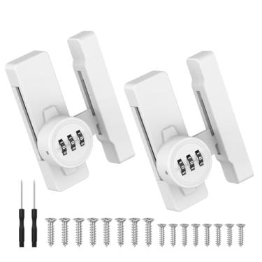 Imagem de YogePote Fechadura de porta com combinação mecânica de 90/180 graus, fechaduras de celeiro deslizantes sem chave de liga de zinco para quarto, galpão, janela, armário - travas de porta de segurança