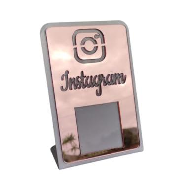 Imagem de Placa Qr Code Acrílico Mesa Balcão Comércio Instagram (Branco com Rose, Padrão)