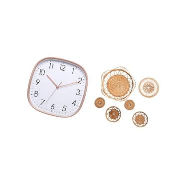 Imagem de Fenteer Relógio de Parede Digital Vintage com Design de Baixo Ruído E Decoração Exclusiva de Vime para Sala de Jantar, Quarto, Corredor, Café