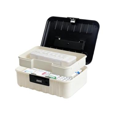 Imagem de Saim Caixa de armazenamento trancável com trava de combinação redefinível, porta-malas de plástico portátil com alça para casa, escritório, viagens, documentos, joias, medicamentos, lanches