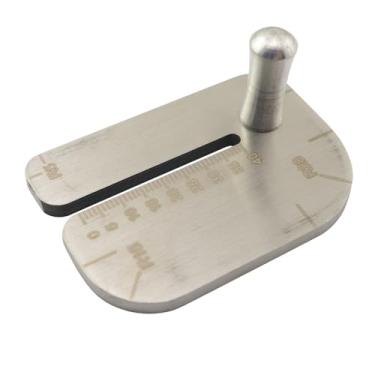 Imagem de YTgilo Placa auxiliar de perfuração de costura de couro 4 mm de aço inoxidável sólido ferramenta de perfuração de couro prevenção de deformação cantos arredondados alça destacável régua de corte de