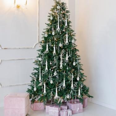 Imagem de FillTouch 24 peças de enfeites de gota de gelo de vidro de Natal vintage enfeites de gota de cristal para pendurar gota de chuva lustre transparente decoração de árvore de Natal suprimentos de festa