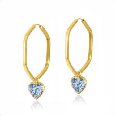Imagem de Brinco Ouro 18k Argola Com Pingentes 5mm - Sofistgold Joias, Água mari