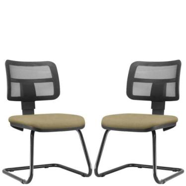 Imagem de Kit 02 Cadeiras De Escritório Fixa Zip L02 Suede Bege - LYAM DECOR