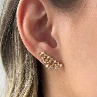 Imagem de Brinco Ear Cuff Zircônias Mini Pérolas Banhado em Ouro 18k - Anastásia
