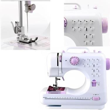 Imagem de Máquina De Costurar Roupas Tecidos Mecânica Portatil C/ Luz - ZEM