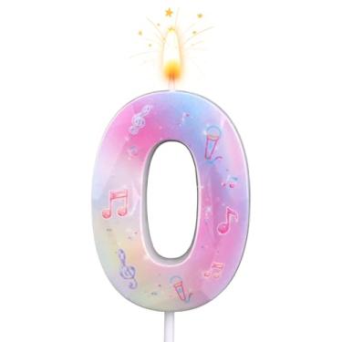 Imagem de SAVITA Vela de Aniversário com Número Rosa, Parafina Cera Tema de Anime Brilho Vela Suprimentos para Aniversário Bolo Topo para Festa Bolo Decoração e Comemoração Infantil (Número 0)