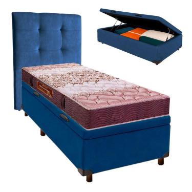 Imagem de Conjunto Cama Box Bau Blindado Solteiro + Colchão D26 Ortophedic Sankonfort + Cabeceira