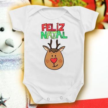 Imagem de Body Para Bebê De Natal Feliz Desenho Divertido Rena Noel - Borizinho 