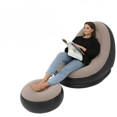 Imagem de Sofá InfláVel 3 Em 1 | Transforma Em Poltrona E Cama | Inclui Bomba De Ar | PortáTil Para Casa, Camping E Praia(Estilo A/Marrom)