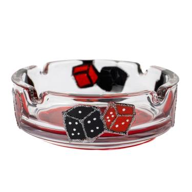 Imagem de Cinzeiro Zé Pelintra Vidro Pintado Redondo 10 cm 4 Apoios