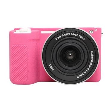 Imagem de Capa protetora de silicone macio com textura de lichia Sony ZV-E10 II/ZV-E10M2 (rosa vermelha)