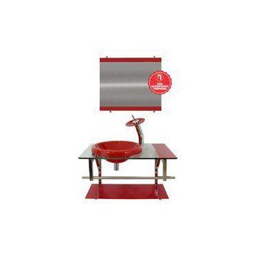 Imagem de Gabinete de Vidro 70cm para Banheiro França - EKASA, Vermelho Ferrari