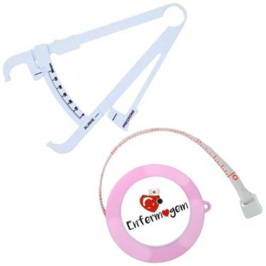 Imagem de Kit Avaliacao Fisica Medir Gordura Corporal Fita Metrica Imc Adipometr