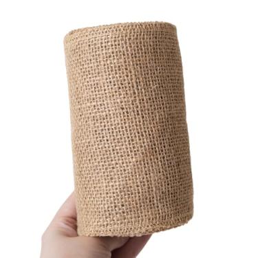 Imagem de KEPYDRMTF Fita de juta de 4,5 m, fita de serapilheira, tecido de serapilheira natural para embrulhar presentes, projetos de artesanato, decoração de casamento, decoração de casa (serapilheira, 10 cm x