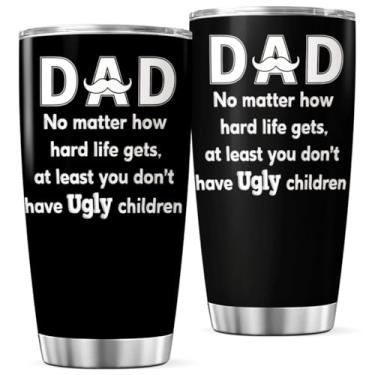 Imagem de CUBICER Copo de aço inoxidável engraçado com citação de pai com design de bigode 590 ml, presente para o dia dos pais, presente de aniversário, caneca quente isolada, bebida ao ar livre, calor, café