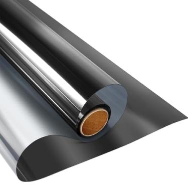 Imagem de Película de privacidade para janela, privacidade diurna unidirecional, estática, bloqueio solar, antirUV, matiz de janela refletiva para casa e escritório, preto-prata, 39 cm x 80 cm