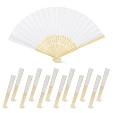 Imagem de DoDouble Ventilador de mão decorativo dobrável, 12 pacotes de ventiladores de papel dobráveis artesanais em estilo chinês e japonês para casamento, dança, festa, decoração DIY