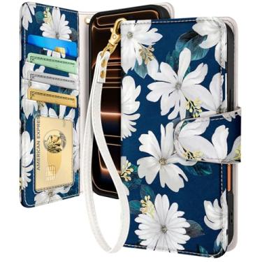 Imagem de Toycamp Capa carteira para iPhone 17 Pro com alça de pulso - Capa de telefone flip de couro com bloqueio RFID 4 porta-cartões para Apple para iPhone 17 Pro Funda fofa estética para mulheres senhoras