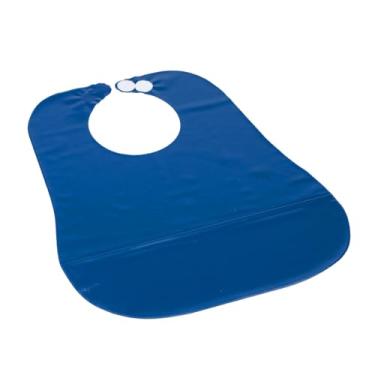 Imagem de Babador Impermeável Infantil com Bolso Porta Migalhas, PVC Atóxico, Regulável, para Bebês 3-24 Meses (Azul Marinho)