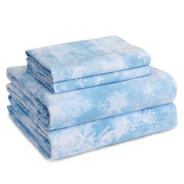 Imagem de LONAVA Jogo de cama de flanela 100% algodão orgânico, 4 peças, quente e aconchegante, aveludado, macio, pesado - flanela escovada dupla, lençóis de cama com bolso profundo de 41 cm, (queen, floco de