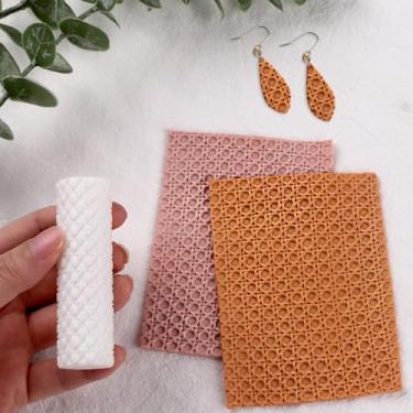 Imagem de Rolo de textura de argila de polímero, rolo de argila de polímero para fazer brincos, funciona com cortadores