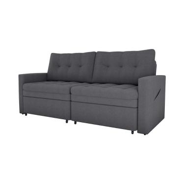 Imagem de Sofá Cama Reclinável 2 Lugares Premium Com Assentos Dividido 2,20 Larg Nayla Matrix Boucle Cinza