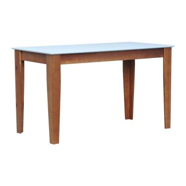 Imagem de Mesa De Jantar Lyon Pés Madeira Maciça Tampo Mdf Laqueado 135x70 - Amêndoa Branco