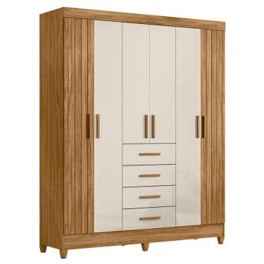 Imagem de Guarda Roupa Solteiro Aruba 6 Portas Freijó Off White - Moval