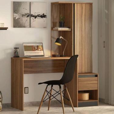 Imagem de Escrivaninha Com Armário Office Amendola Grafito Demóbile