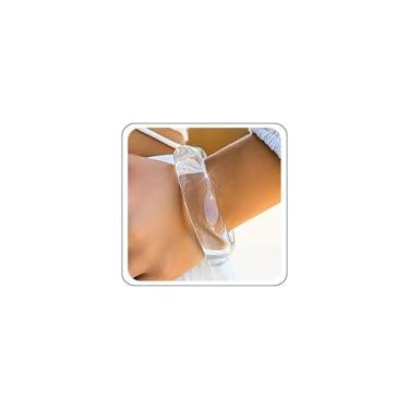 Imagem de Pulseiras grandes de resina geométrica colorida quadrada acrílica para mulheres, pulseira de plástico transparente grossa e transparente, joia moderna de banda larga, Large, Zinco, Sem Pedra Preciosa