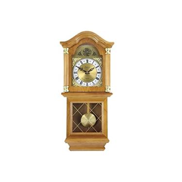 Imagem de Bedford Clock Collection Relógio de parede com pêndulo oscilante, 66 cm, carvalho dourado
