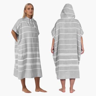 Imagem de 1 peça poncho de toalha turca de algodão poncho de surf turco toalhas de troca toalha vestível roupão de banho com capuz com bolso toalha de praia para homens adultos mulheres surfe, praia, piscina e