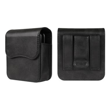 Imagem de Bolsa de couro com clipe de cinto para celular compatível com Samsung Galaxy Z Flip 7/6/5/4/3/2/5G/SM-F7070/F7000/F7110, suporte de celular para cinto universal, coldre de cinto para smartphone, bolsa