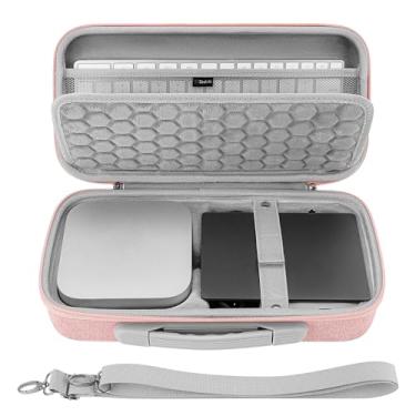 Imagem de Geekria Capa rígida de viagem para computador desktop, compatível com Apple 2024 Mac mini M4/Mini M4 Pro, adequada para teclado mágico, mouse, trackpad e acessórios (rosa)